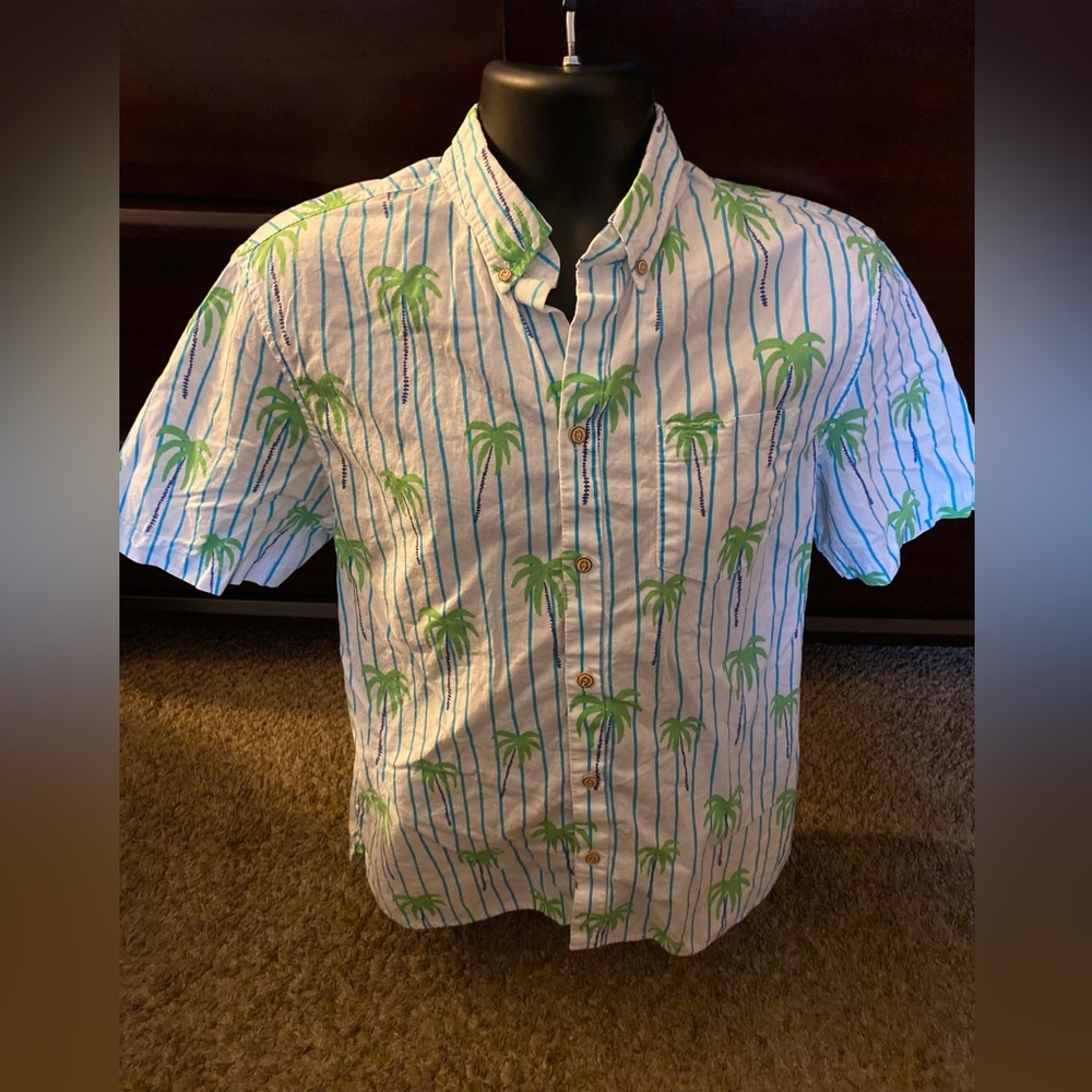 The Nutter By Chubbies Men's Size Medium Hawaiian Button‎ Up Palm Tree